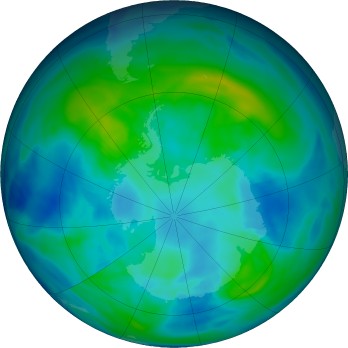 Antarctic ozone map for 2024-04-24
